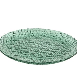 PLATO POSTRE VIDRIO VERDE